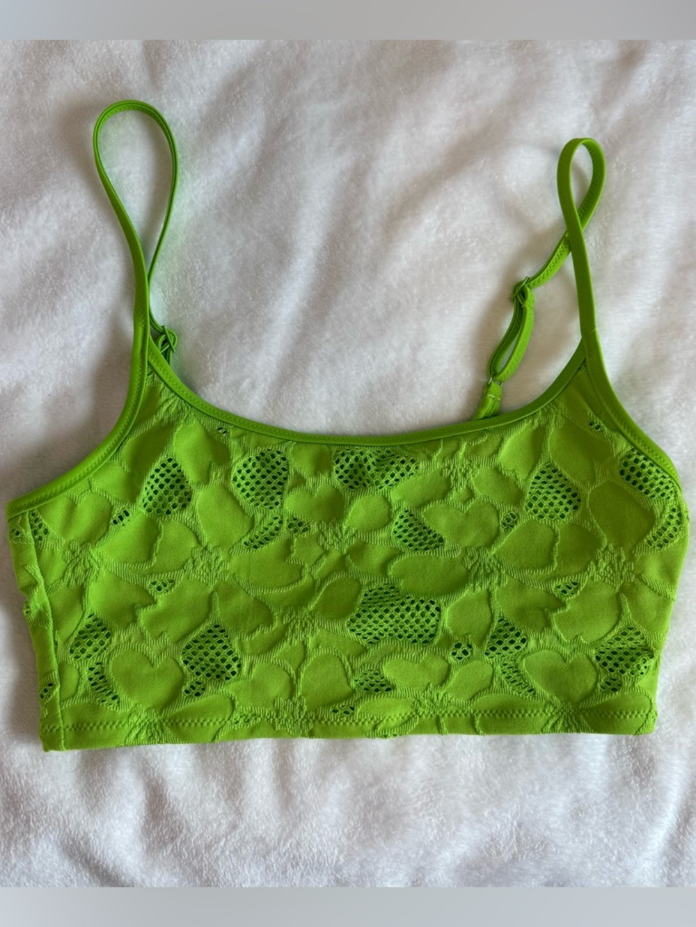 Aerie Scoop Neck Bikini Top Neon Green Size Medium